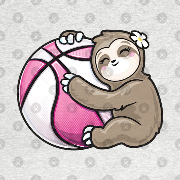 Cute Girls Basketball Sloth Player by PnJ